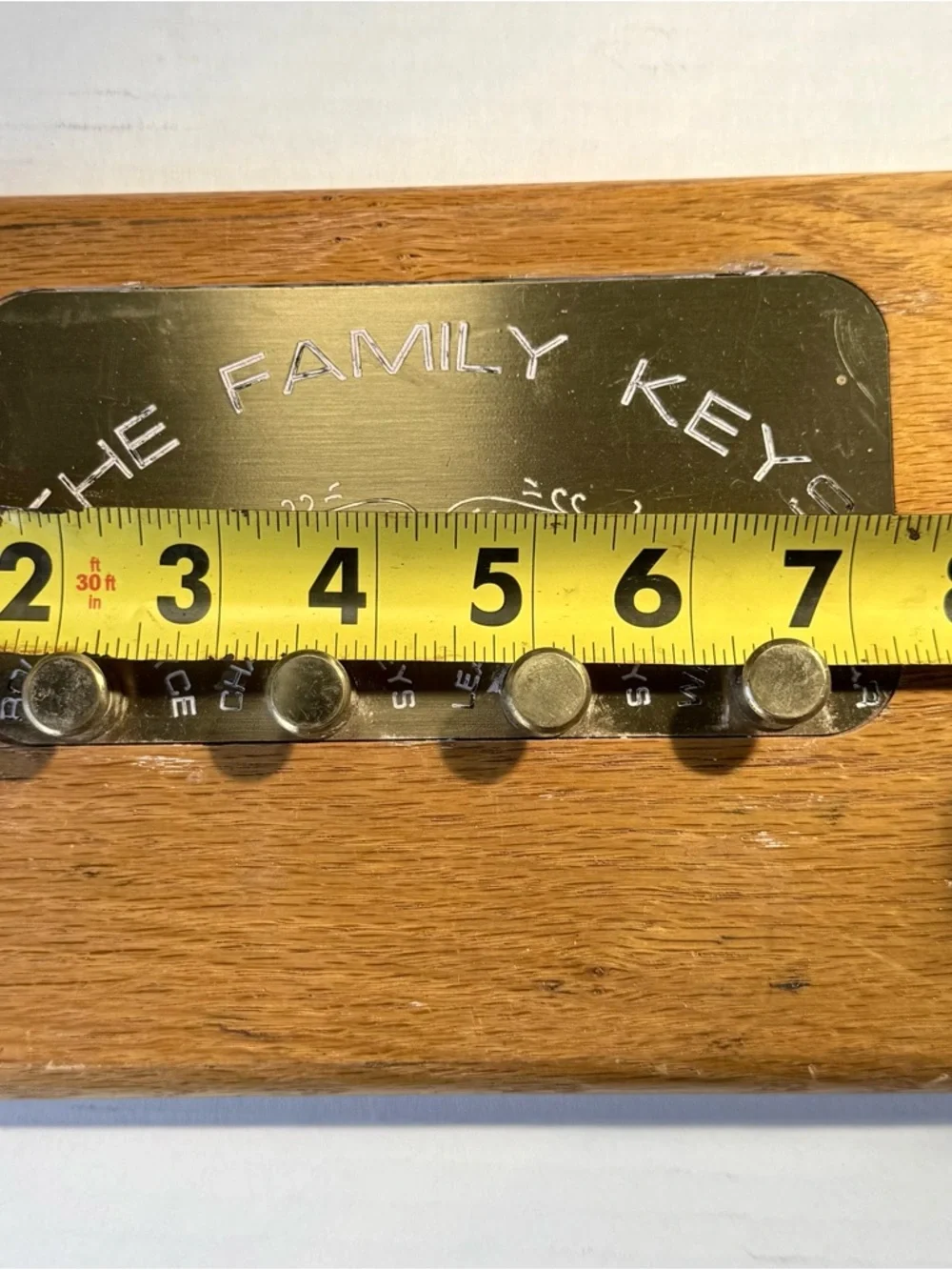 The Family Keys Brass and Oak Wall Key Rack